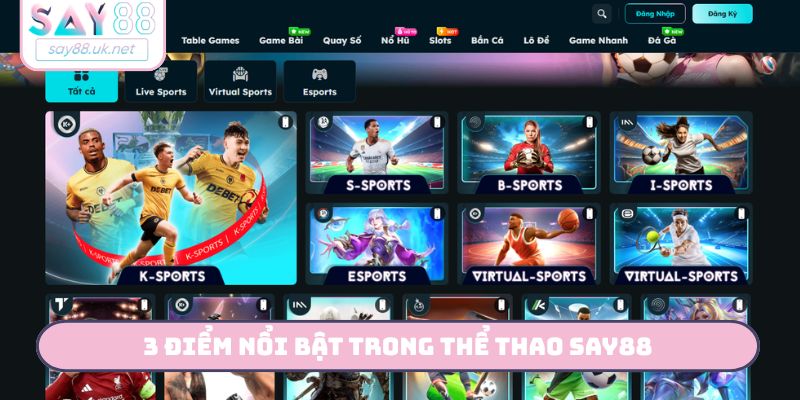 3 điểm nổi bật trong thể thao SAY88